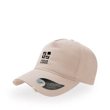 Cappellino con visiera sfilacciata in twill di cotone chino da 290g/m²