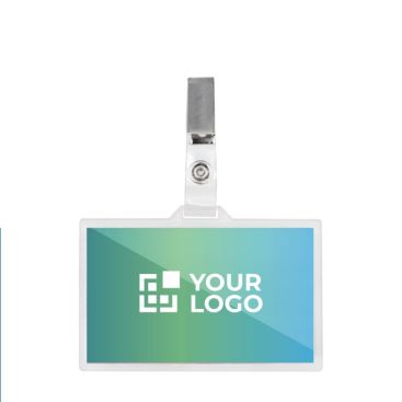 Porta badge di plastica rigida con clip rimovibile 90 x 55 mm