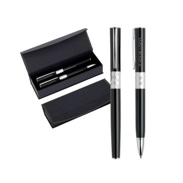 Set di design con penna e roller in metallo e inchiostro nero