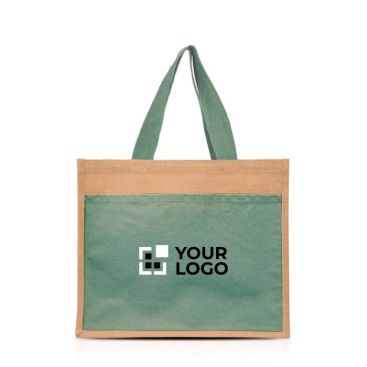 Shopper per la spesa in juta con tasca frontale in cotone 265g/m²