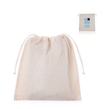 Sacchetto con un lato a rete in cotone da 140 g/m²