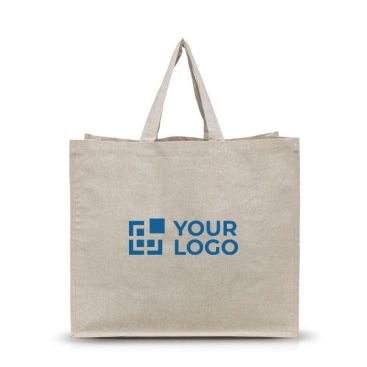 Borsa promozionale multiuso in resistente cotone riciclato da 180 g/m² color beige