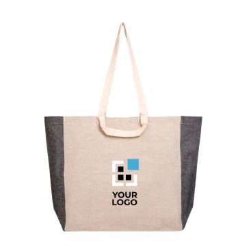 Borsa in cotone riciclato naturale con soffietto colorato 190 g/m²