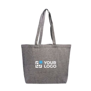 Borsa in cotone riciclato con effetto mélange e soffietto 280 g/m²