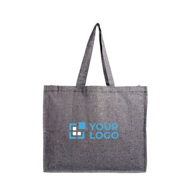 Borsa in cotone riciclato con soffietto e manici lunghi 190 g/m²