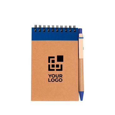 Block notes A6 in cartone riciclato con pagine neutre e penna nera