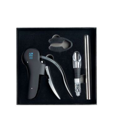 Set da vino glamour in acciaio inossidabile con 4 accessori in scatola