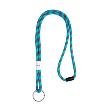 Lanyard tubolare in terilene con design a righe e chiusura di sicurezza