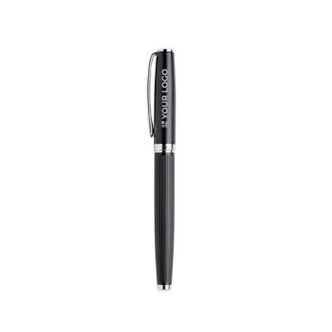 Roller in metallo elegante con corpo testurizzato e inchiostro nero