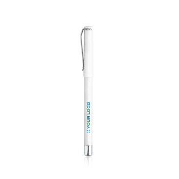 Roller in plastica con cappuccio e clip in metallo, inchiostro gel blu
