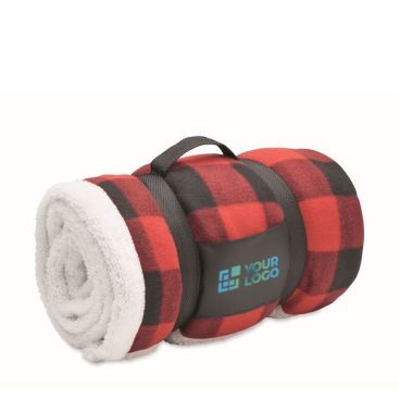 Coperta di pile a quadri foderata in sherpa rPET e poliestere 230g/m²