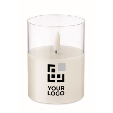 Candela elettrica con luce LED in bicchierino di vetro personalizzato