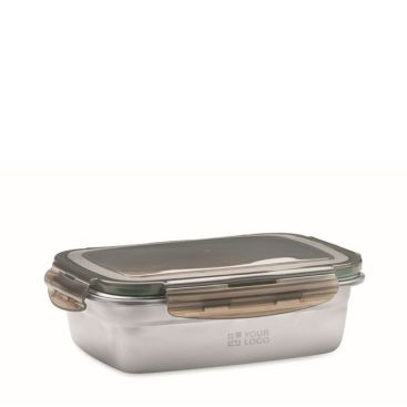 Lunch box in acciaio inox riciclato con coperchio a 4 chiusure 850ml