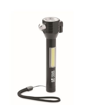Torcia a luce COB che include martello e taglia cinture di sicurezza