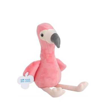 Fenicottero di peluche con possibilità di personalizzare l'etichetta