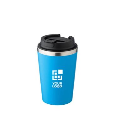 Tazza termica in acciaio inox con tappo nero e bordo argentato 350ml