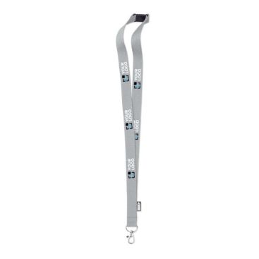 Lanyard in rPET con moschettone metallico e chiusura di sicurezza 20mm