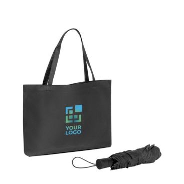 Ombrello pieghevole in poliestere riciclato 190T e shopper in rPET Ø97