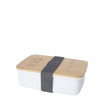 Lunch box in plastica riciclata con coperchio in bambù e fascia 750ml