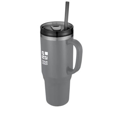 Tazza termica con cannuccia a doppia parete in acciaio e plastica 1,2l