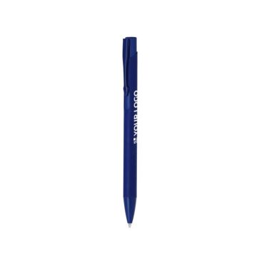 Penna a sfera in alluminio con meccanismo a pulsante e inchiostro blu
