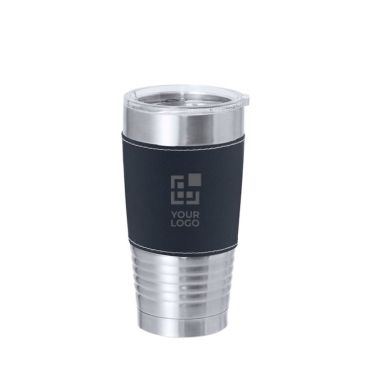 Bicchiere termico in acciaio inox con fascia in PU colorata da 420ml