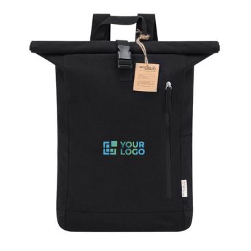 Zaino roll-top in canvas 100% riciclato 280 g/m² con chiusura a fibbia