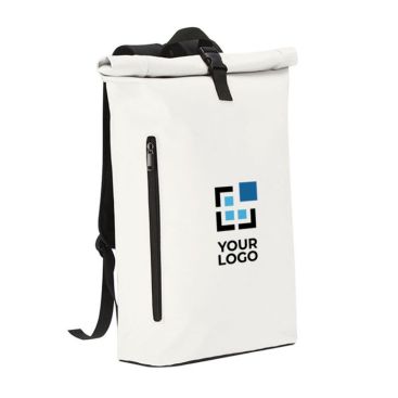 Zaino roll-top in morbido PU con chiusura a fibbia e tasca per pc 15''