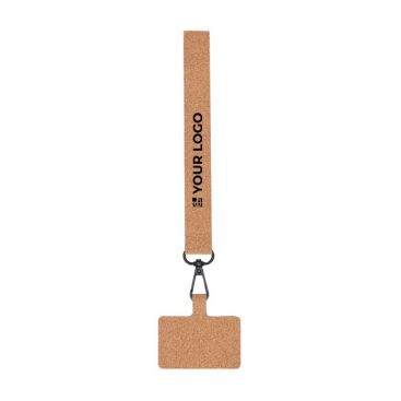 Lanyard da polso per smartphone in sughero con moschettone nero