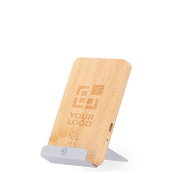 Supporto cellulare in bambù e alluminio con caricatore wireless 15W