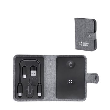 Base di ricarica wireless con custodia in poliestere rPET con cavetto