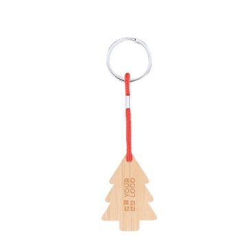 Portachiavi natalizio in bambù a forma di albero di Natale