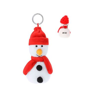 Portachiavi natalizio in peluche a forma di pupazzo di neve