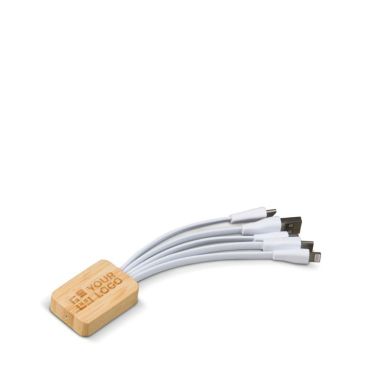 Cavetto di ricarica con 5 porte USB differenti in r-PET e bambù