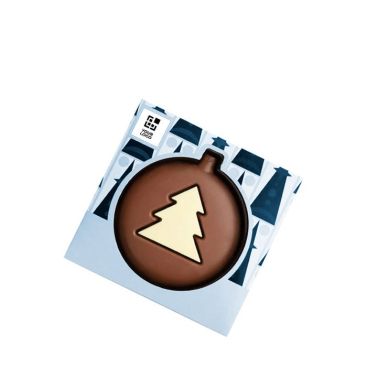 Pallina di Natale al cioccolato al latte e abete di cioccolato bianco
