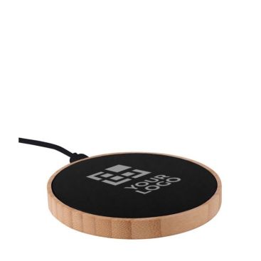 Caricatore wireless da 15W in bambù con logo luminoso se inciso