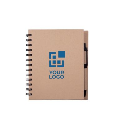 Block notes carta riciclata con pagine neutre e penna a inchiostro blu