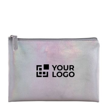 Pochette moderna in PU con effetto iridescente e tirante abbinato