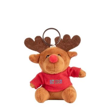 Portachiavi con renna di peluche con maglietta personalizzabile