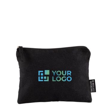 Pochette nera in cotone riciclato da 230 g/m² con tirante abbinato
