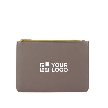 Pochette in pelle sintetica in colori classici con cerniera dorata