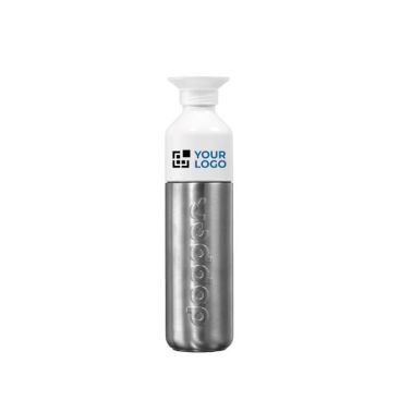 Borraccia sportiva ecologica in metallo Dopper Steel 490ml color argento vista area di stampa