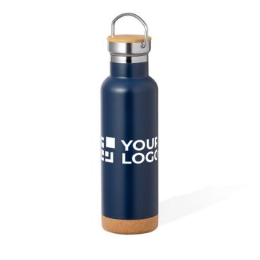 Borraccia in acciaio inox con base in sughero e tappo con manico 650ml