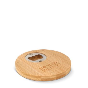 Sottobicchiere rotondo in bambù con funzione apribottiglie Ø 98mm
