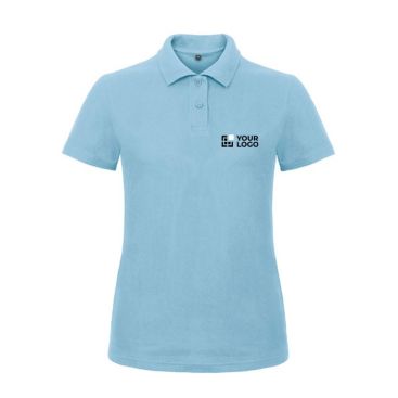 Polo da donna a manica corta in 100% cotone piqué da 2300 g/m² B&C color azzurro