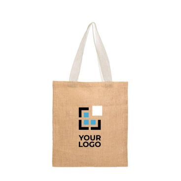 Borsa per la spesa in juta con manici in cotone colorati 265 g/m²