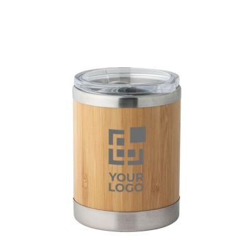 Bicchiere da viaggio in acciaio inox e bambù con doppia parete 350ml