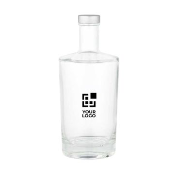 Bottiglia in vetro cilindrica con collo stretto e tappo argentato 760ml