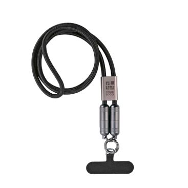 Cavo di ricarica USB-C con lega di zinco e laccetto regolabile per telefono 60W