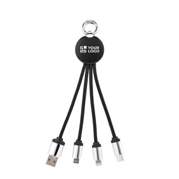 Cavo di ricarica compatto 4 in 1 con portachiavi e logo illuminato 10W